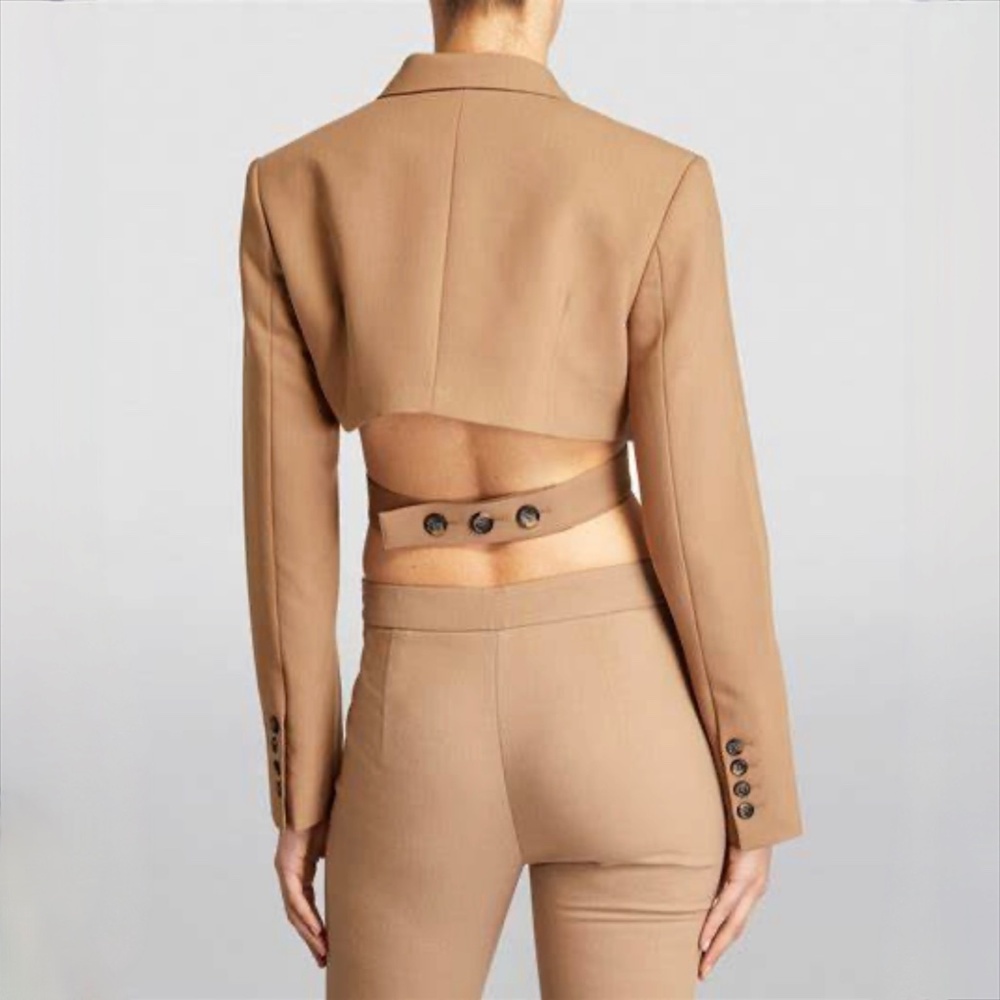 Rokh Beige Crop Tailored Jacket New With Tags US0 / IT38